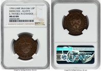 4-Piece Lot of Certified 1/2 Penny Tokens NGC, 1) Middlesex. Allen's 1/2 Penny Token 1795 MS63 Brown NGC, D&H-246. Edge: PAYABLE IN CHANDOS 2) Kent. L...