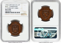 4-Piece Lot of Certified 1/2 Penny Tokens NGC, 1) Kent. Lamberhurst 1/2 Penny Token 1794 MS63 Brown NGC, D&H-35. Edge: PAYABLE BY I. GIBBS. 2) Wicklow...