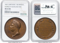 George IV bronze "Scotland Visit" Medal 1822 MS65 Brown NGC, BHM-1180. By W. Bain. Displaying obverse high relief bust and reverse wreath of Scottish ...