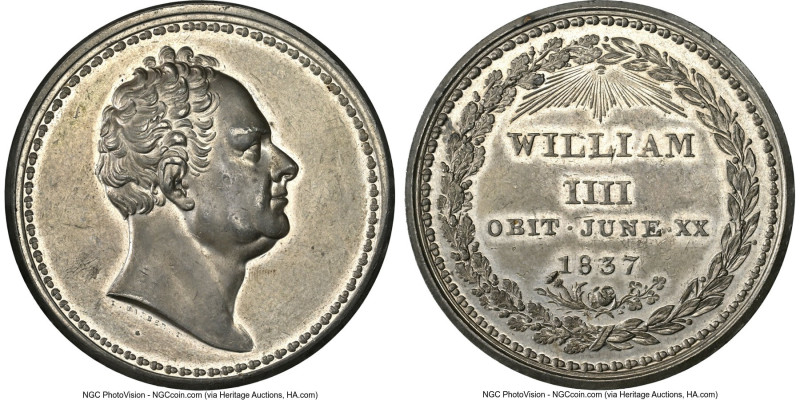 Victoria white metal "Death of William IV" Medal 1837 MS61 NGC, BHM-1717, Eimer-...