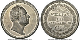 Victoria white metal "Death of William IV" Medal 1837 MS61 NGC, BHM-1717, Eimer-1295. By J. Barber. Bust right encircled by acorn ring // eye of provi...
