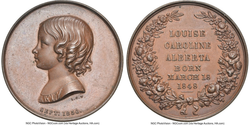 Victoria bronze "Princess Louis Alberta" Medal 1850-Dated UNC Details (Reverse S...