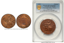 George I copper Specimen "Athens Olympiad" Medal 1906 AU Details (Cleaned) PCGS, Gad-2. 49mm. By N. Lytras and W. Pittner. Displaying a seated Nike ho...