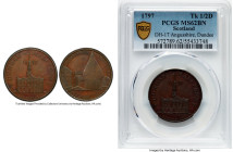 Angusshire. Dundee "Glass Works" 1/2 Penny Token 1797 MS62 Brown PCGS, D&H-17. Edge: PAYABLE BY IOHN PILMER CHURCH LANE X X. Façade of the Dundee Town...