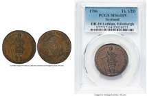 Edinburgh. Lothian Campbell's 1/2 Penny Token 1796 MS64 Brown PCGS, D&H-18. Edge: SPENCE X DEALER X IN X COINS X LONDON X. Scotsman in full clan regal...