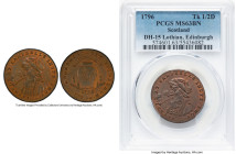 Edinburgh. Lothian Campbell's 1/2 Penny Token 1796 MS63 Brown PCGS, D&H-15. Milled edge. Large numbers within snuff jar. PAYABLE AT CAMPBELLS SNUFF SH...