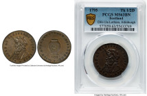 Lothian. Edinburgh Campbell's 1/2 Penny Token 1795 MS63 Brown PCGS, D&H-13a. Edge: Plain, in collar. PAYABLE AT CAMPBELLS SNUFF SHOP surrounds Turk's ...