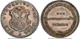 Bern. Canton silver "Das Gymnasium von Biel" Medal ND (1826-1836) MS63 NGC, Bern Mint, SM-776. 30mm. By J. Gruner. Amber and lavender hues glow on the...