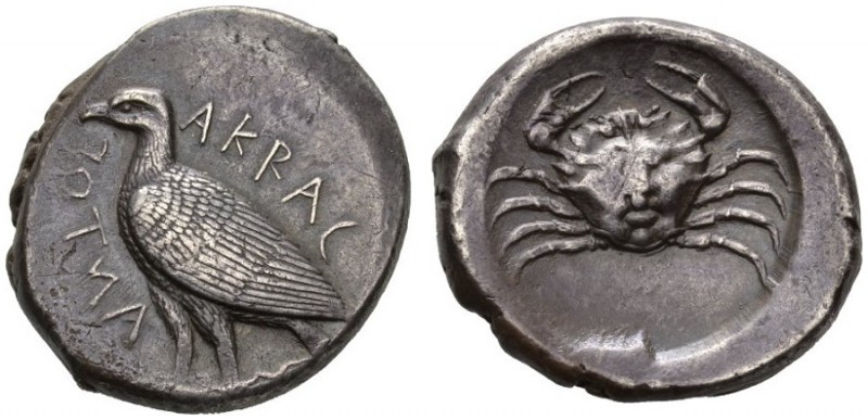  GRIECHISCHE MÜNZEN   SIZILIEN   AKRAGAS  Tetradrachmon, 480-460. AKRAC - ANTOΣ ...