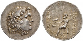  GRIECHISCHE MÜNZEN   KÖNIGREICH MAKEDONIEN   ALEXANDER III. DER GROSSE, 336-323  Tetradrachmon, postum, Mesembria , 175-125. Kopf des unbärtigen Hera...