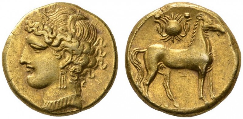  GRIECHISCHE MÜNZEN   ZEUGITANIEN   KARTHAGO  Trihemistater, Elektron, 270-250. ...