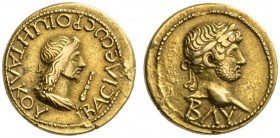  GRIECHISCHE MÜNZEN RÖMISCHER ZEIT   KÖNIGREICH BOSPOROS   RHOIMETALKES, 131-154  Stater, Gold, mit Kaiser Hadrian , 135-136. BACIΛÎωC ΡOIMHTAΛKOΥ Dra...