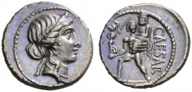  RÖMISCHE MÜNZEN   IMPERATORISCHE PRÄGUNGEN   C. JULIUS CAESAR, † 44  Denar, Afrika , 47-46. Kopf der Venus mit D. n. r. Rv. CAESAR Aeneas n. l. laufe...