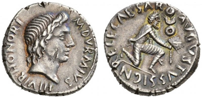  RÖMISCHE MÜNZEN   KAISERZEIT   AUGUSTUS, 27 v. Chr. -14 n. Chr.  Denar, Münzmei...