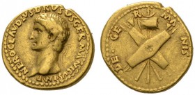  RÖMISCHE MÜNZEN   KAISERZEIT   NERO CLAUDIUS DRUSUS, Vater des Claudius, †9 v.Chr.  Aureus, postum unter seinem Sohn Claudius , 41-42. NERO CLAVDIVS ...