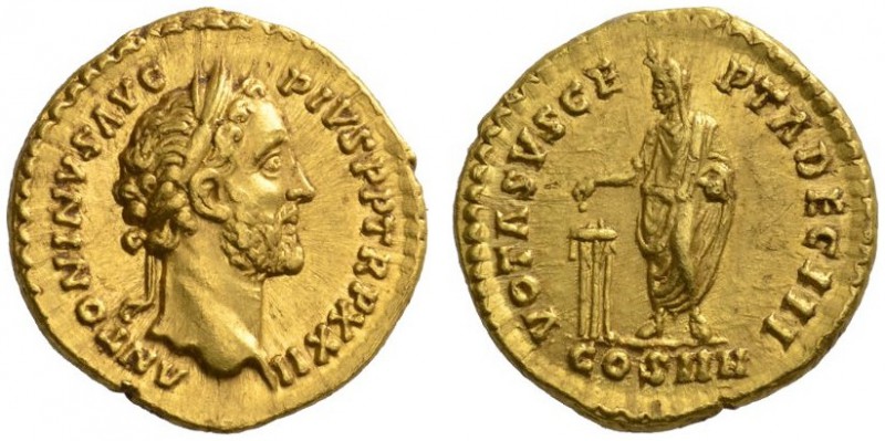 RÖMISCHE MÜNZEN   KAISERZEIT   ANTONINUS PIUS, 138-161  Aureus, 158-159. ANTONI...