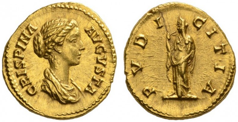  RÖMISCHE MÜNZEN   KAISERZEIT   CRISPINA, Gattin des Commodus, † 187  Aureus, 18...