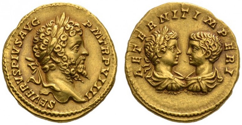  RÖMISCHE MÜNZEN   KAISERZEIT   SEPTIMIUS SEVERUS, 193-211  Mit den Söhnen Carac...
