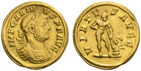  RÖMISCHE MÜNZEN   KAISERZEIT   CARINUS, 283-285  Aureus. IMP CARIN - VS PF AVG Gep. Büste mit L. n.r. Rv. VIRTV - S AVGG Herkules, nackt, auf Keule g...