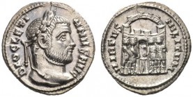  RÖMISCHE MÜNZEN   KAISERZEIT   DIOCLETIANUS, 284-305  Argenteus, Siscia , 294-295. DIOCLETI - ANVS AVG Kopf mit L. n.r. Rv. VIRTVS - MILITVM Die Tetr...