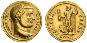  RÖMISCHE MÜNZEN   KAISERZEIT   GALERIUS CAESAR, 293-305.  Aureus, Antiochia , 293-295. MAXIMIANVS - NOB CAES Kopf mit L. und kurzem Bart n.r. Rv. IOV...
