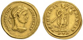 RÖMISCHE MÜNZEN   KAISERZEIT   CONSTANTINUS II. C., 317-337  Solidus, Treveri , 324. FL CL CONSTAN - TINVS IVN NC Kopf mit L. n.r. Rv. PRINCIPI I - V...