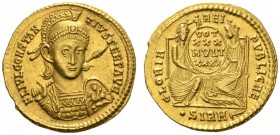  RÖMISCHE MÜNZEN   KAISERZEIT   CONSTANTIUS II., 337-361  Solidus, Sirmium , Festemission zu den Tricennalia , 353-354. FL IVL CONSTAN- TIVS PERP AVG ...