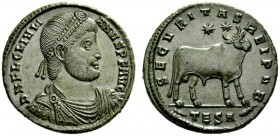  RÖMISCHE MÜNZEN   KAISERZEIT   JULIANUS II., 360-363  Nummus, Thessalonika . DN FL CL IVLI - ANVS PF AVG Drap., gep. Büste mit Rosettendiadem n.r. Rv...