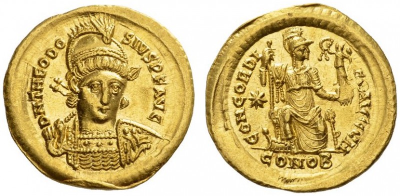  OSTRÖMISCHE UND BYZANTINISCHE MÜNZEN   THEODOSIUS II., 402-450  Solidus, 408-41...