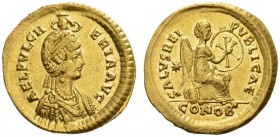  OSTRÖMISCHE UND BYZANTINISCHE MÜNZEN   AELIA PULCHERIA, Schwester des Theodosius II., 414-453  Solidus, 414-419. AEL PVLCH - ERIA AVG Drap. Büste mit...