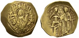  OSTRÖMISCHE UND BYZANTINISCHE MÜNZEN   MICHAEL VIII. PALAIOLOGOS, 1258-1282  Hyperpyron, Gold. Büste von vorne der mater orans mit Nimbus in einer St...