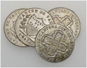  SCHWEIZER MÜNZEN & MEDAILLEN   VAUD, CANTON   4 x Batzen: 1828-1831. HMZ 2­1004u­x. Superbe ­ FDC (4)