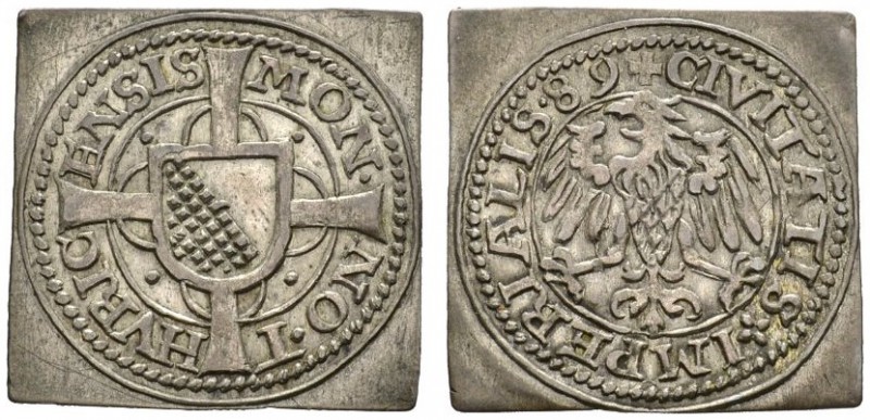  SCHWEIZER MÜNZEN & MEDAILLEN   ZÜRICH, STADT   Schilling-Klippe 1589. 21,5 mm ×...