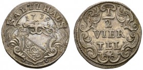  SCHWEIZER MÜNZEN & MEDAILLEN   ZÜRICH, STADT   Salzhausmarke für 1/2 Viertel 1739. LeuSM 372. Fast vorzüglich