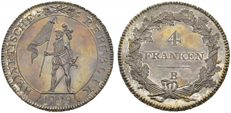  SCHWEIZER MÜNZEN & MEDAILLEN   HELVETISCHE REPUBLIK   4 Franken (Neutaler) 1799...