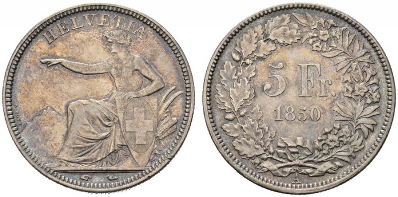  SCHWEIZER MÜNZEN & MEDAILLEN   EIDGENOSSENSCHAFT   5 Franken 1850 A, Paris. Dav...