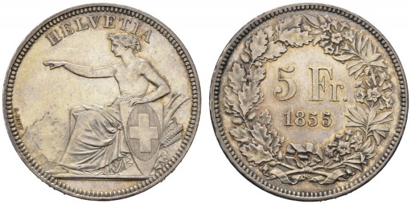  SCHWEIZER MÜNZEN & MEDAILLEN   SCHÜTZENTALER   Solothurn. 5 Franken 1855, Münch...