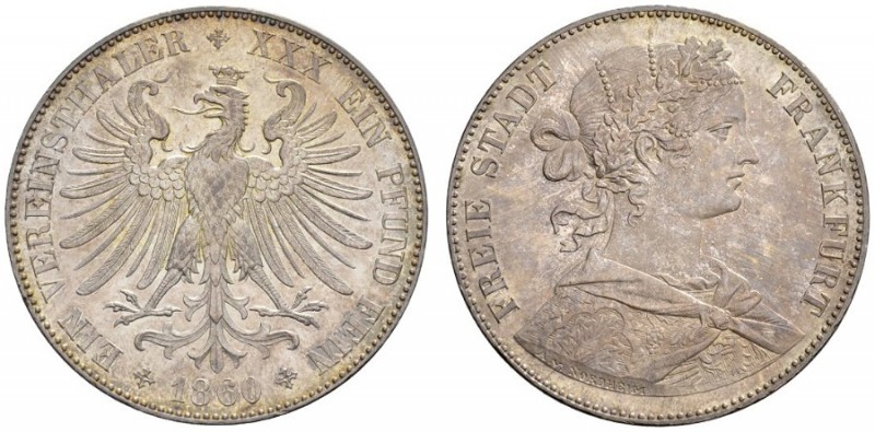  DEUTSCHE MÜNZEN UND MEDAILLEN   FRANKFURT   Vereinstaler 1860. AKS 8; Dav. 649;...