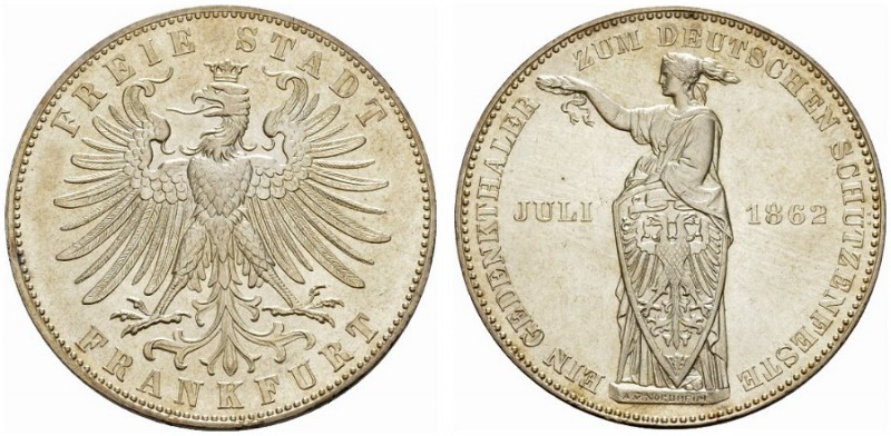 DEUTSCHE MÜNZEN UND MEDAILLEN   FRANKFURT   Vereinstaler 1862. Schützenfest. AK...