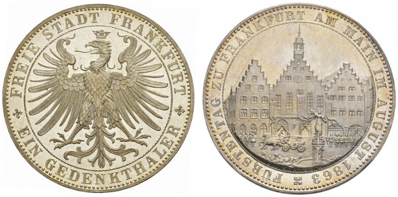  DEUTSCHE MÜNZEN UND MEDAILLEN   FRANKFURT   Vereinstaler 1863. Fürstentag. AKS ...