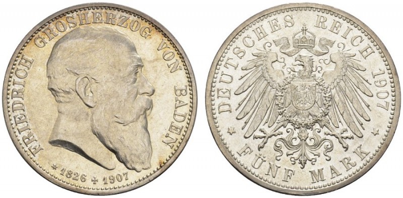  DEUTSCHE MÜNZEN AB 1871   REICHSSILBER- UND GOLDMÜNZEN   BADEN   Friedrich I., ...