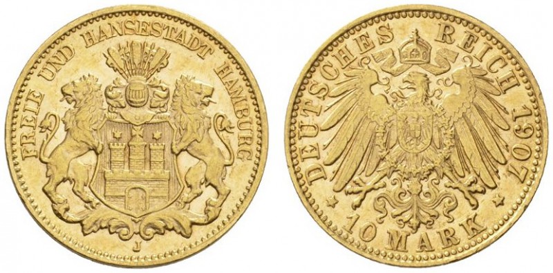  DEUTSCHE MÜNZEN AB 1871   REICHSSILBER- UND GOLDMÜNZEN   HAMBURG   Freie und Ha...