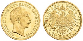  DEUTSCHE MÜNZEN AB 1871   REICHSSILBER- UND GOLDMÜNZEN   PREUSSEN   Wilhelm II., 1888-1918. 10 Mark 1898 A. Fr. 3835; J. 251; K./M. 520. 3,96 g. GOLD...