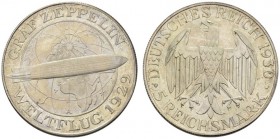  DEUTSCHE MÜNZEN AB 1871   WEIMARER REPUBLIK, 1919-1933.   5 Reichsmark 1930 A. Zeppelin. J. 343; K./M. 68. Polierte Platte. FDC