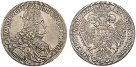  RÖMISCH - DEUTSCHES REICH   Karl VI., 1711-1740. Reichstaler 1721, Hall. Dav. 1053; K./M. 1594; M./T. 843. 28,76 g. Attraktives, fast vorzügliches Ex...