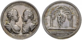  RÖMISCH - DEUTSCHES REICH   Maria Theresia, 1740-1780. Silbermedaille 1766. Auf die Vermählung der Erzherzogin Marie Christine mit Herzog Albert von ...