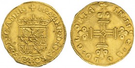  EUROPEAN COINS & MEDALS   BELGIEN   CAMBRAI   Maximilian von Bergen, 1556-1570. Ecu d'or o.J. Gekröntes Wappen // Blumenkreuz. Delm. 281; Fr. 110. 3,...