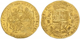  EUROPEAN COINS & MEDALS   BELGIEN   TOURNAI   Albert und Isabella, 1598-1621. 2 Souverain d'or o.J. Das thronende Erzherzogspaar von vorn // Bekrönte...