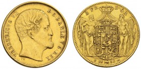  EUROPEAN COINS & MEDALS   DÄNEMARK   KÖNIGREICH   Frederik VII., 1848-1863. 2 Frederik d'or 1853, Altona. Fr. 291; Hede 1B. 13,29 g. GOLD. Selten. Se...
