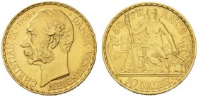  EUROPEAN COINS & MEDALS   DÄNEMARK   DÄNISCH-WESTINDIEN   Christian IX., 1863-1906. 50 Francs (10 Daler) 1904, Kopenhagen. Fr. 1; Hede 29. GOLD. Sehr...